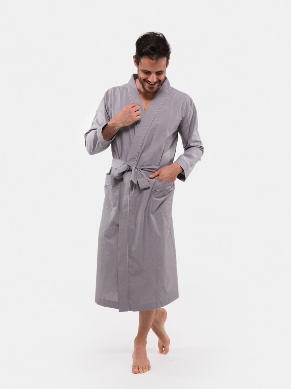 Men's Long Robe Grey