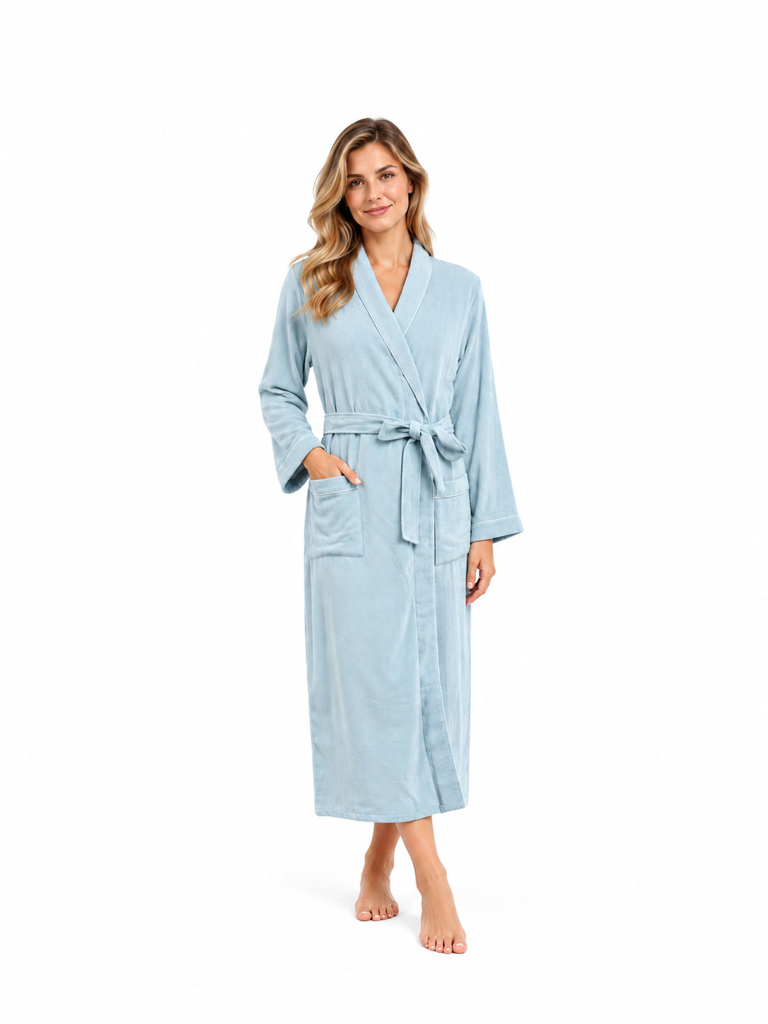 Womans light blue long robe