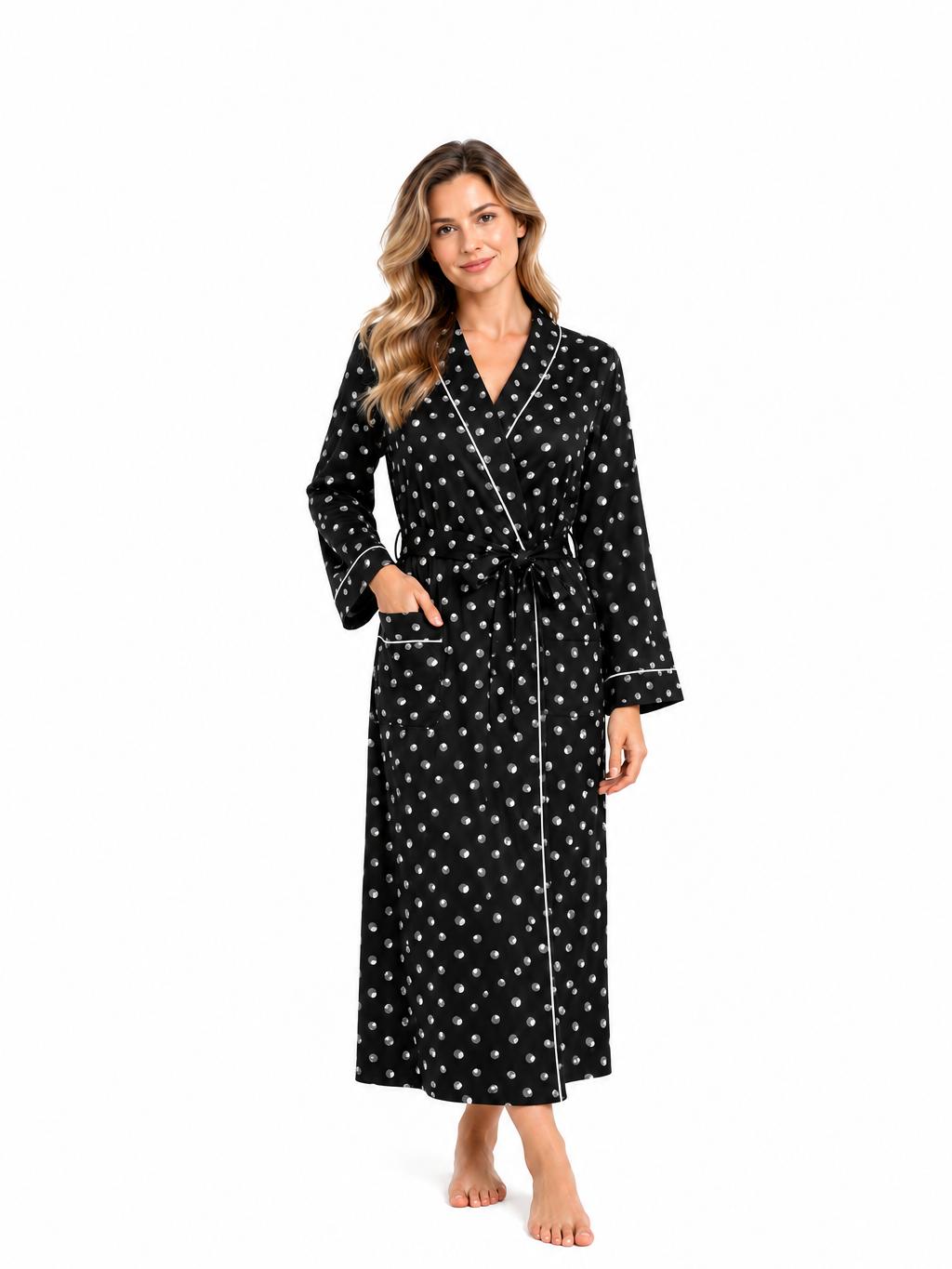 Womans black long robe