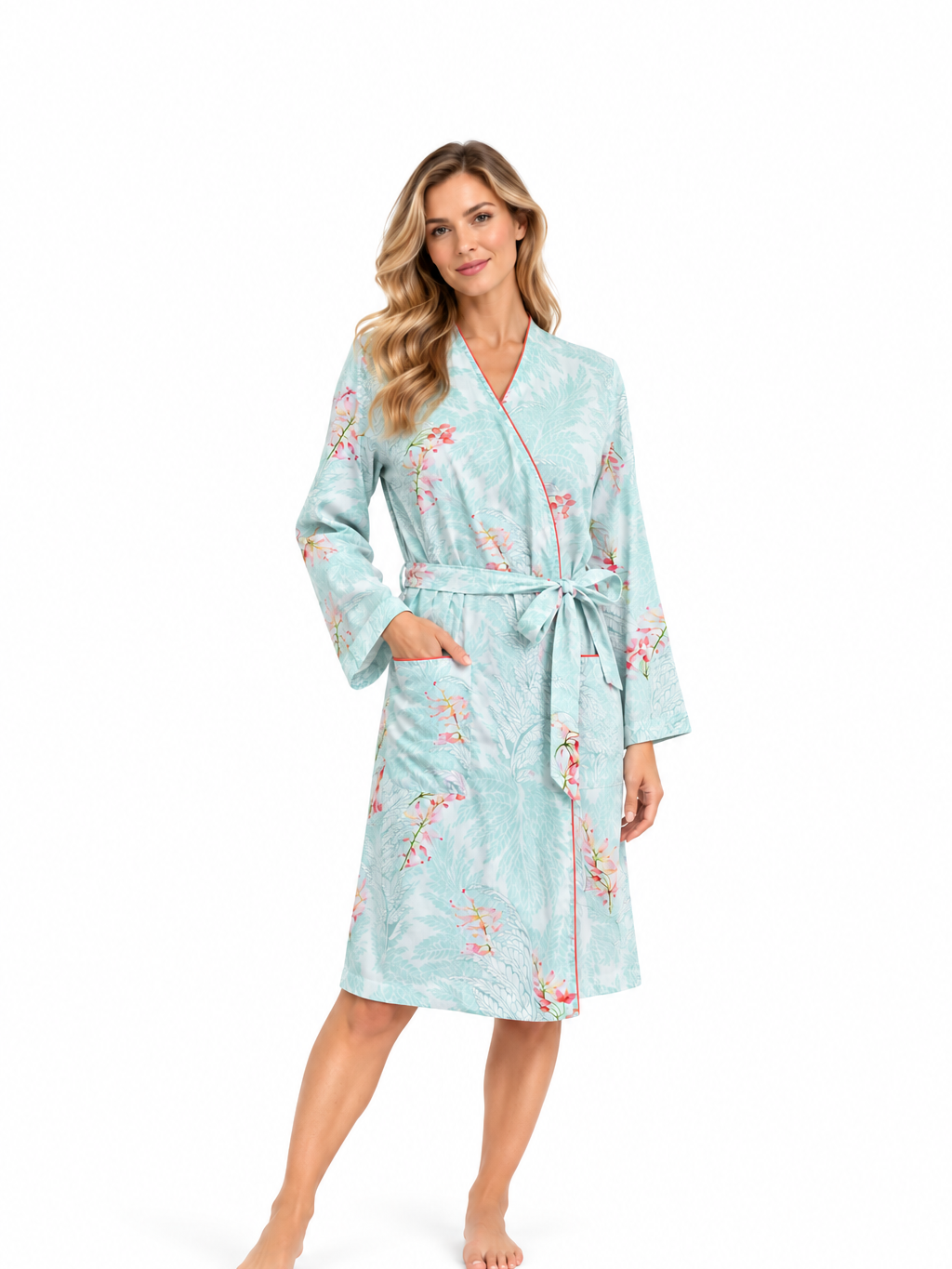Womans aqua short robe