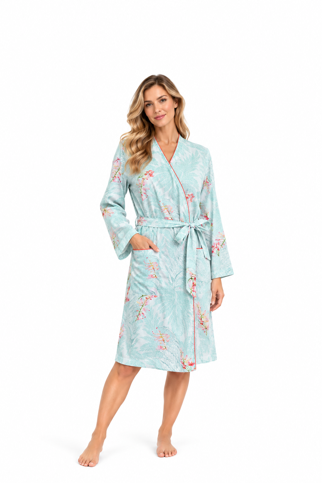 Womans aqua short robe