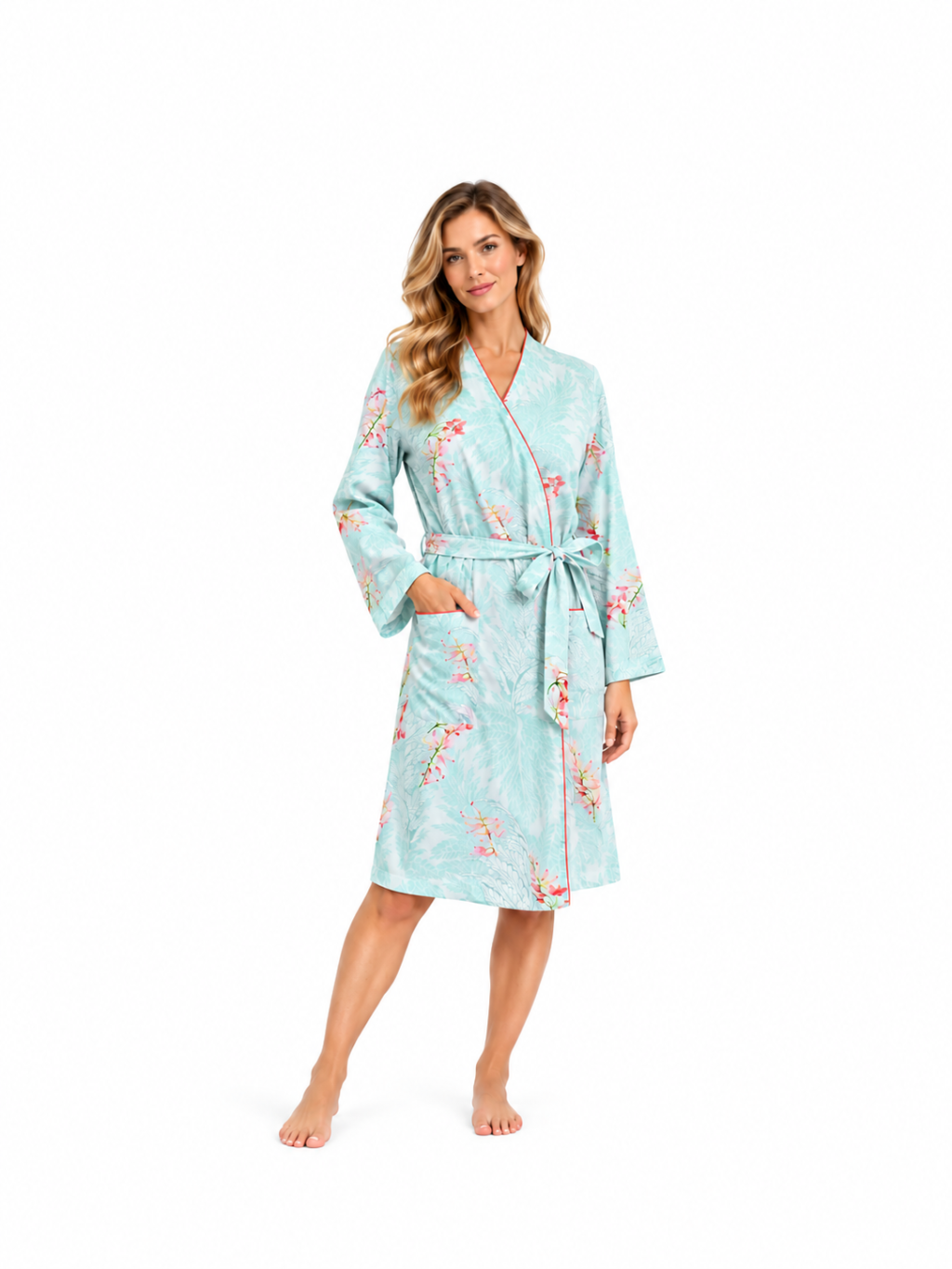 Womans aqua short robe